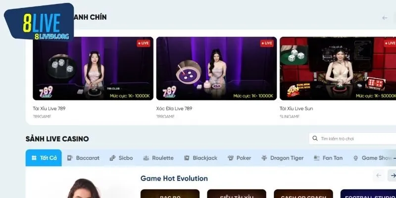 Tổng quan về sức hút khó cưỡng của Live Casino 8LIVE