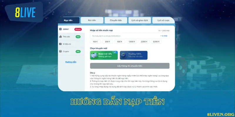 Nạp tiền 8LIVE